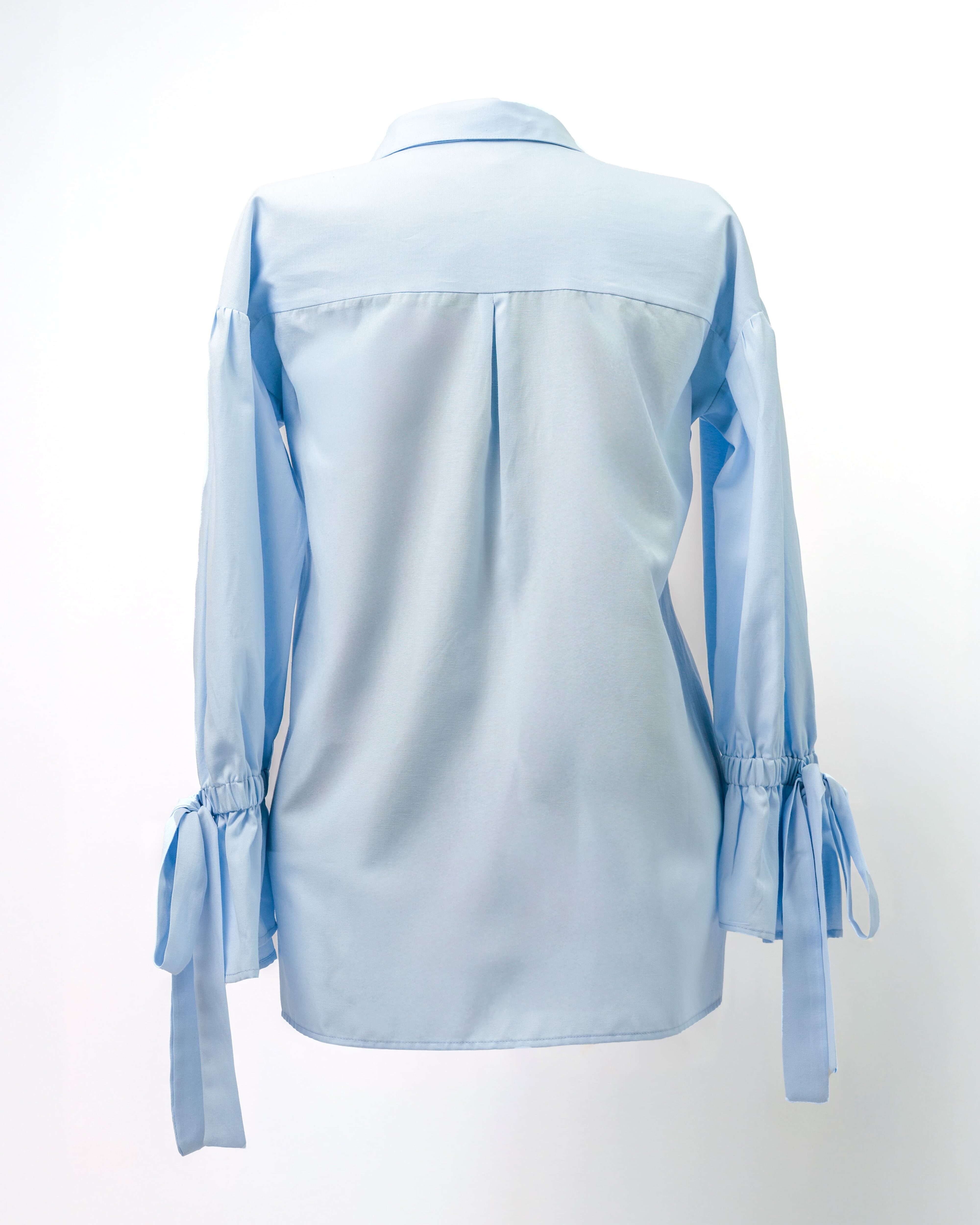 Chemise femme Kumawo Seoul avec manches mousquetaires et col classique - bleu clair